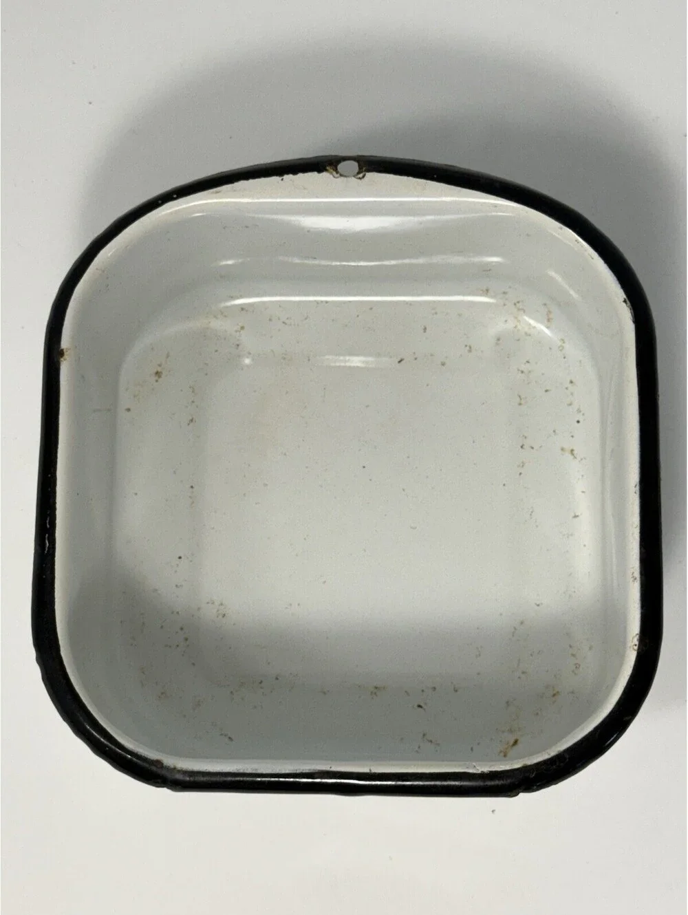 VTG Enamelware Refrigerator/Oven Safe Food Storage Box White/Black Rim 1920-1930